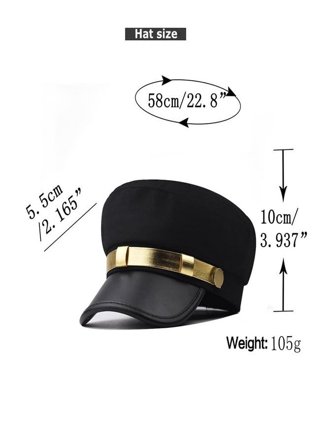 ASTOC Classic Chauffeur Hat for Men Women Unisex Captain Sailor Hat Newsboy Cap Costume Hats (Black-Gold, One Size) - Image 4
